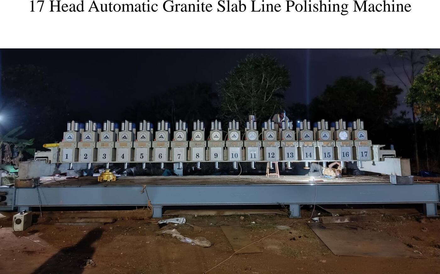 SAI granite processing machinery at night